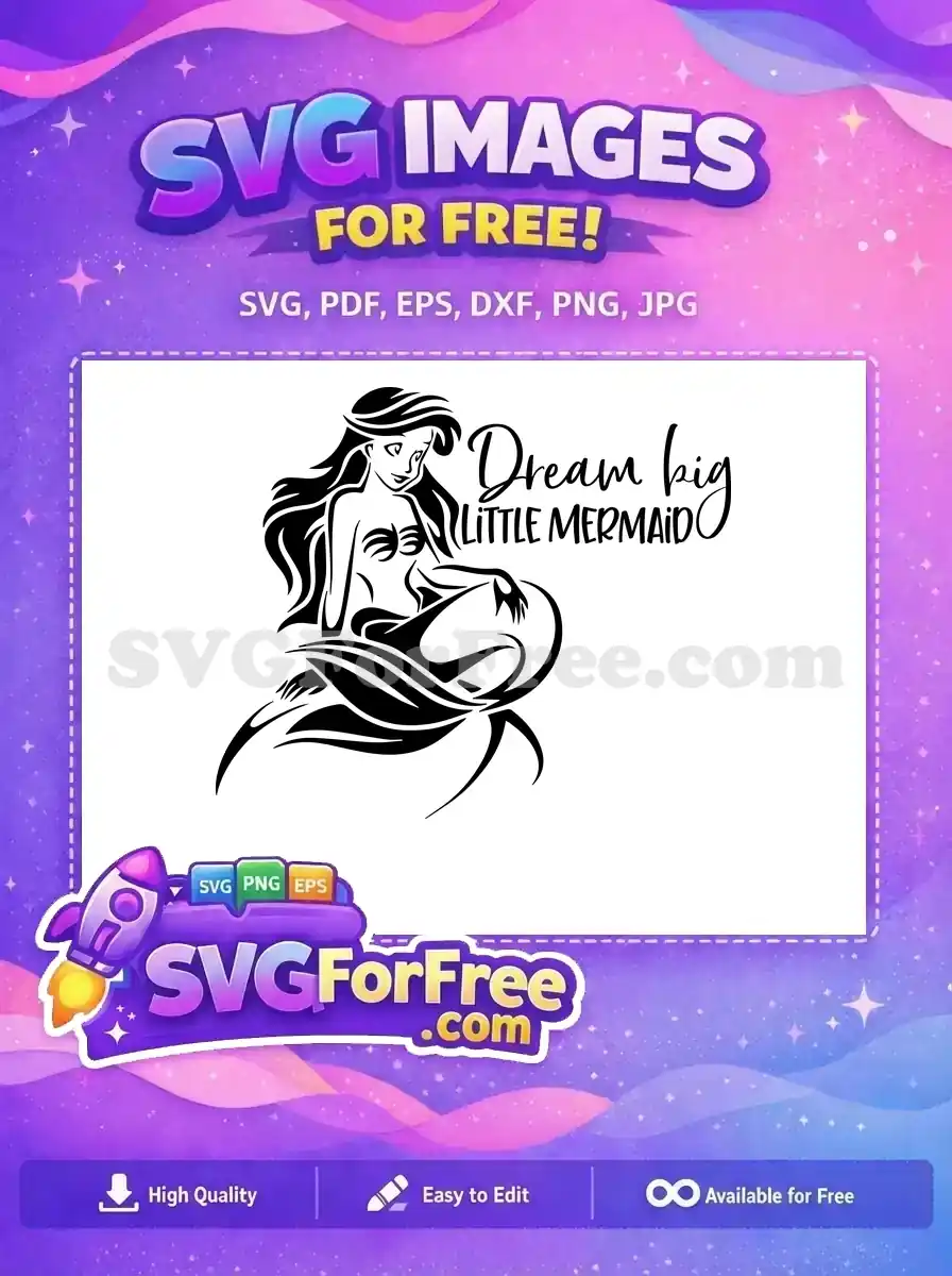 Free Smiling Ariel Free Wavy Hair Disney Little Mermaid Free SVG