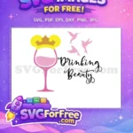 Free Pink Crown Free Hummingbirds Drinking Beauty Aurora Free SVG - Instant Download