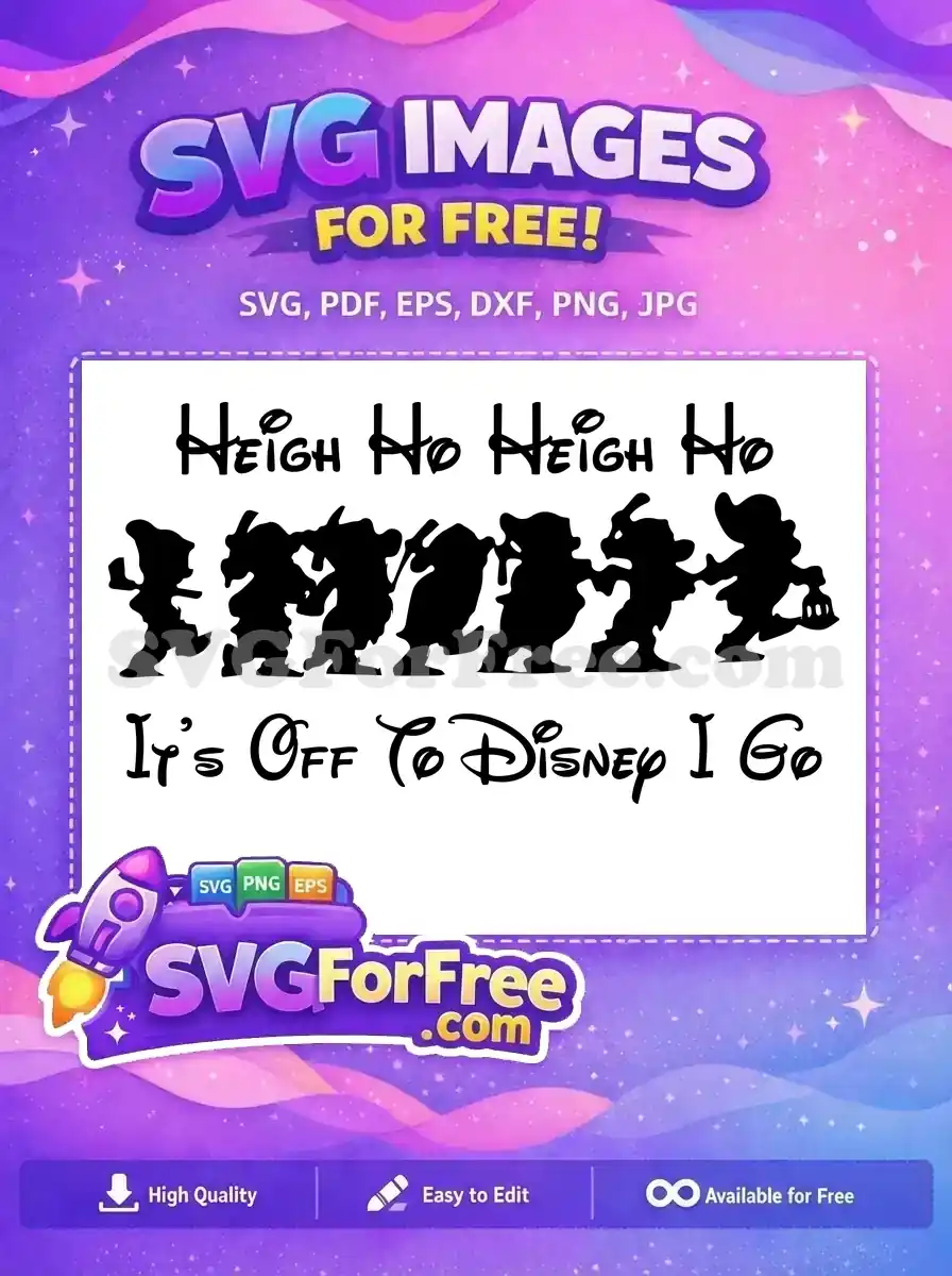 Free Dwarfs walking pickaxes Free Heigh Ho lantern Snow White Disney Free SVG