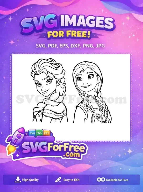 Free Smiling Elsa Detailed Braid Free Happy Anna Braided Pigtails Frozen Disney Free SVG