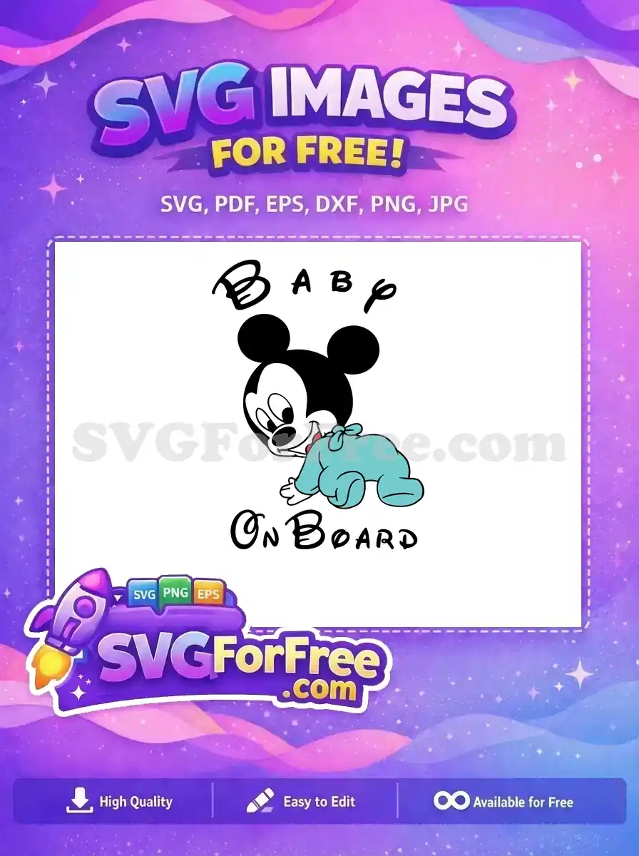 Free Happy Baby Mickey Free Light Blue Romper Baby On Board Free SVG