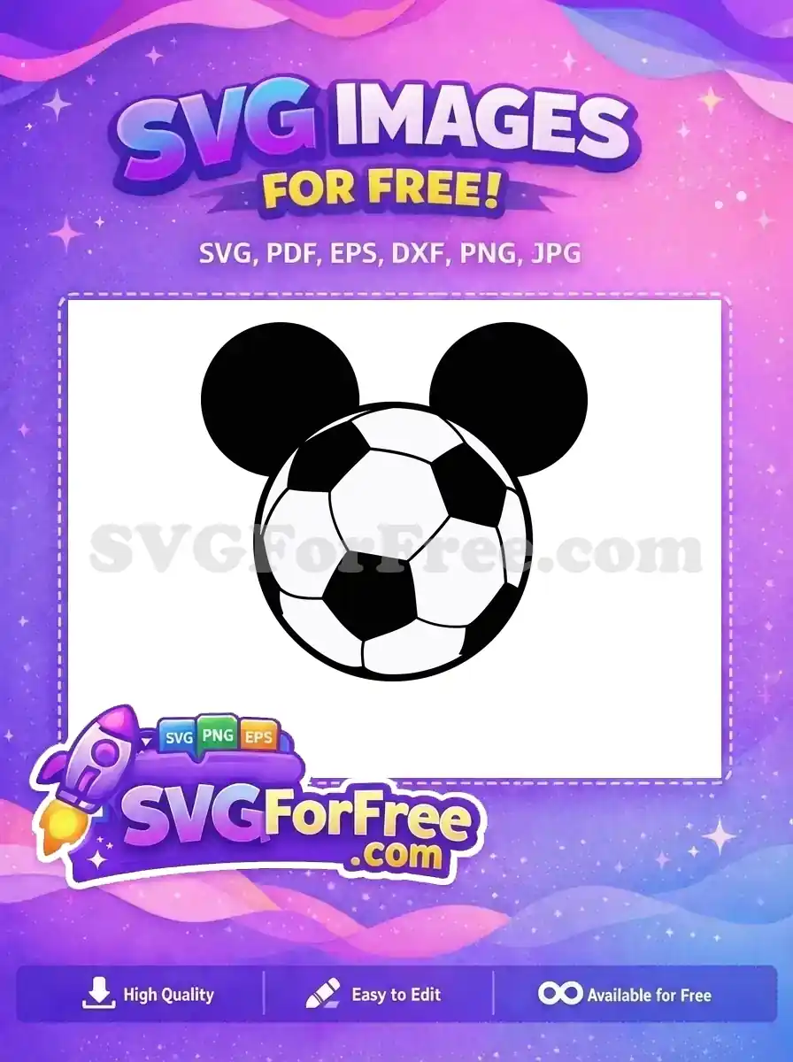 Free Black White Soccer Free Mickey Ears Icon Disney Sports Free SVG