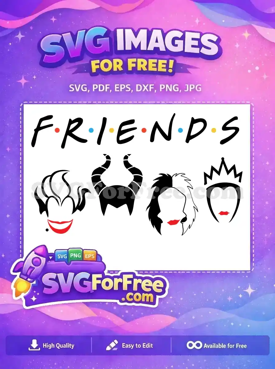 Free Iconic Disney Villains Free Red Lips Horns Friends Theme Free SVG