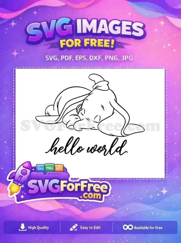 Free Sleeping Free HelloWorld Dumbo Disney Free SVG