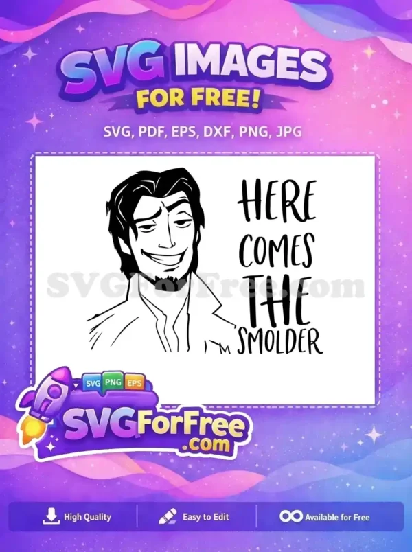 Free Smoldering Flynn Rider Expression Free Black White Tangled Disney Free SVG Free Smoldering Flynn Rider Expression Free Black White Tangled Disney Free SVG