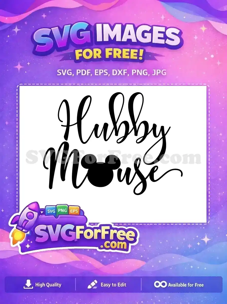 Free Hubby Black Text Free Mickey Ears Silhouette Disney Couples Free SVG