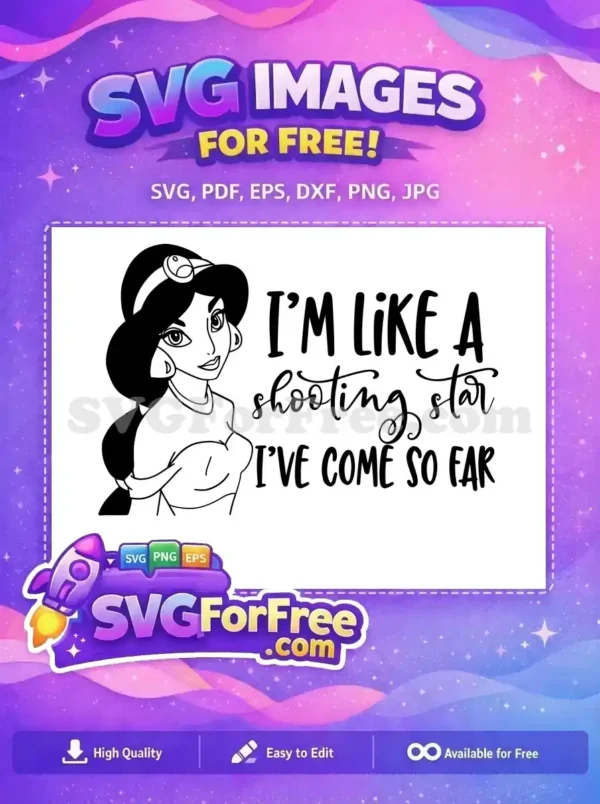 Free Confident Smiling Princess Jasmine Free Ornate Headband Aladdin Disney Free SVG