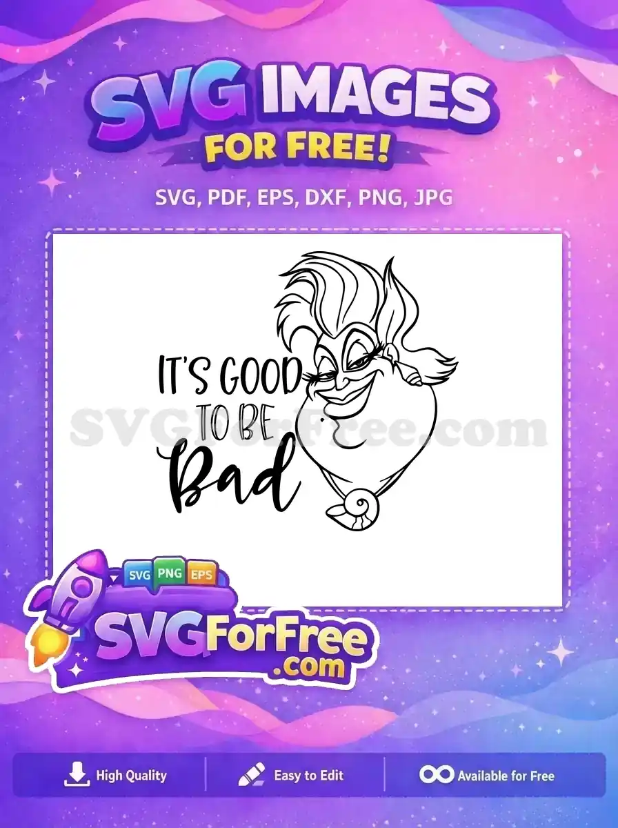 Free Smirking Ursula Free Shell Necklace Little Mermaid Disney Free SVG