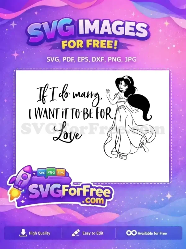 Free Happy Princess Jasmine Free Love Quote Tiara Aladdin Disney Free SVG
