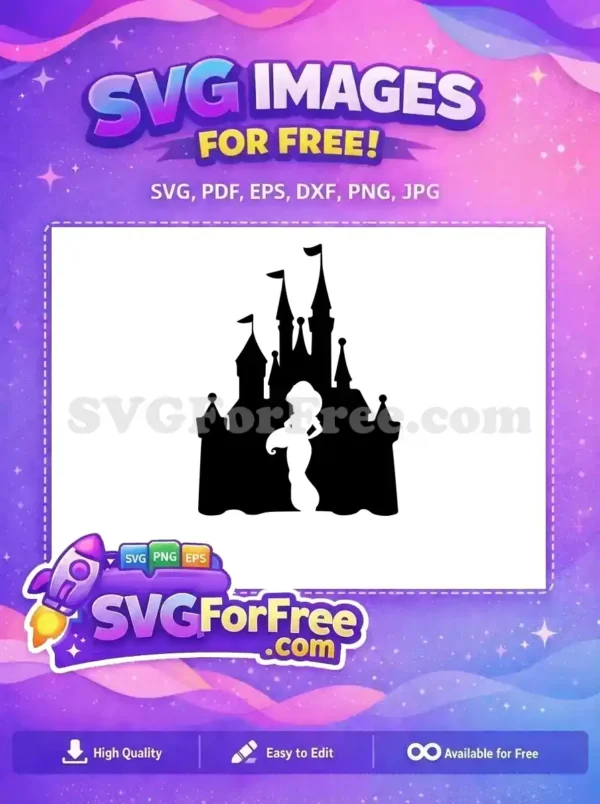 Free Jasmine Long Hair Free Castle Outline Aladdin Disney Free SVG