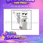 Free Heart Eyes Marshmello Free Gray Vest DJ Marshmello Free SVG - Instant Download