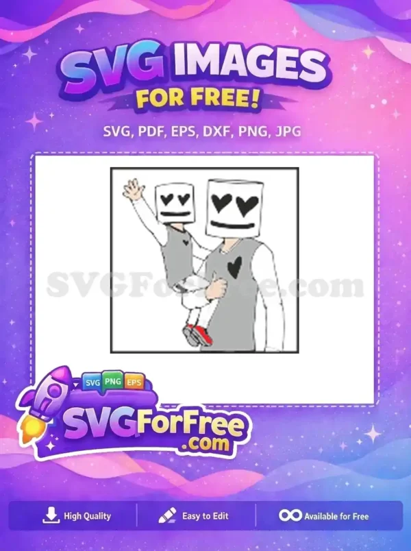 Free Heart Eyes Marshmello Free Gray Vest DJ Marshmello Free SVG