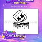 Free Dripping Black DJ Marshmello Free Melting Design Free SVG - Instant Download