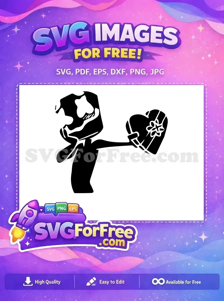 Free DJ Marshmello Silhouette Free Heart Gift Box Free SVG