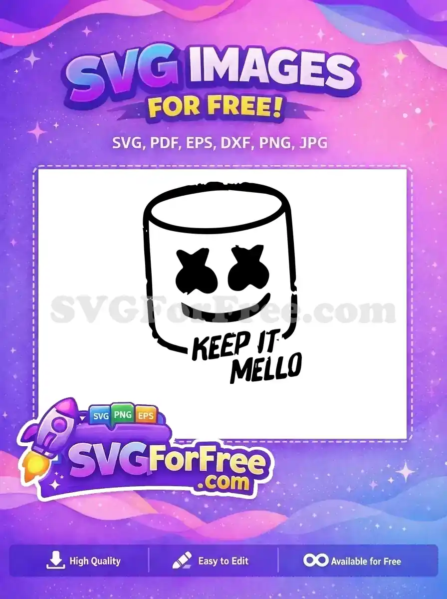 Free Black X-eyes Free Smiling Head Marshmello Free SVG