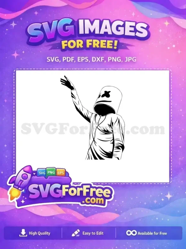 Free Upward Hand Free DJ Marshmello Silhouette Free SVG