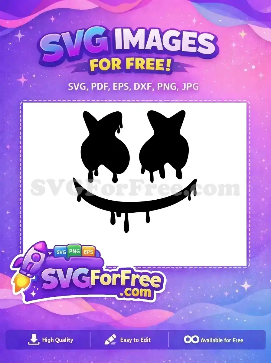 Free Dripping Black Free Melting Smile DJ Marshmello Free SVG