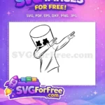 Free cool dabbing pose Free black outline DJ Marshmello Free SVG - Instant Download