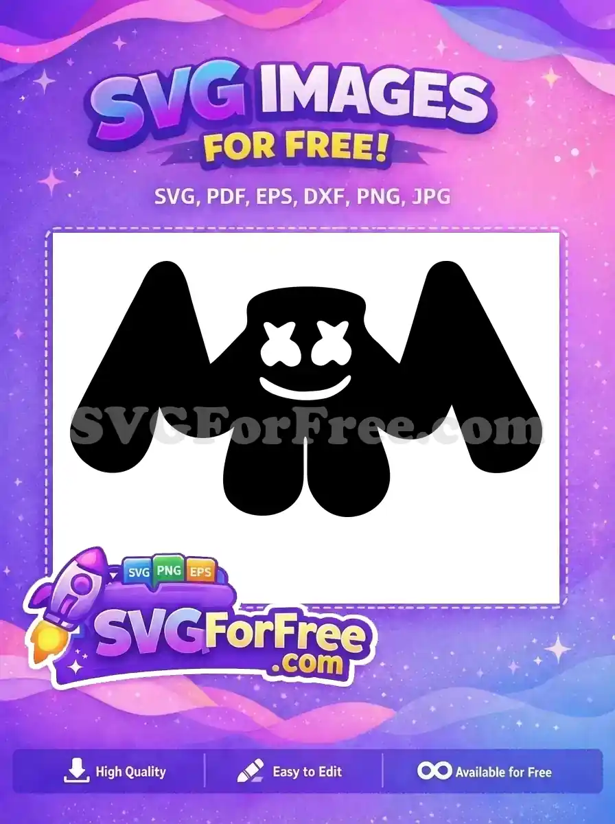 Free Happy Face Free Black Outline DJ Marshmello Music Free SVG