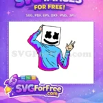 Free Colorful Blue Pink Shirt Free Smiling Peace Sign DJ Marshmello Free SVG - Instant Download