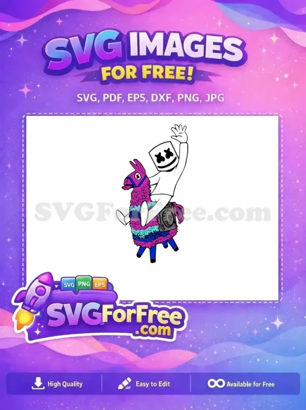 Free Waving Marshmello Free Riding Llama Fortnite Free SVG
