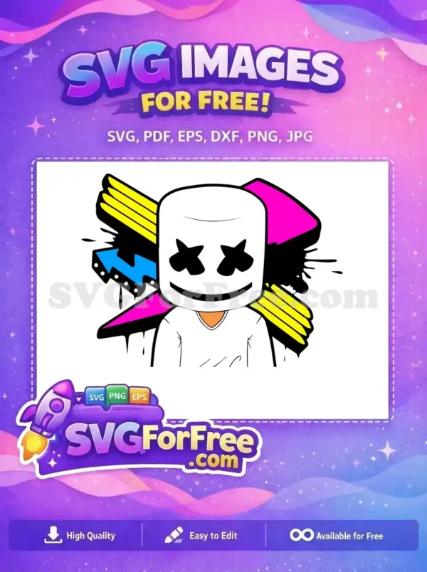 Free Smiling Face Free Colorful Accents DJ Marshmello Free SVG