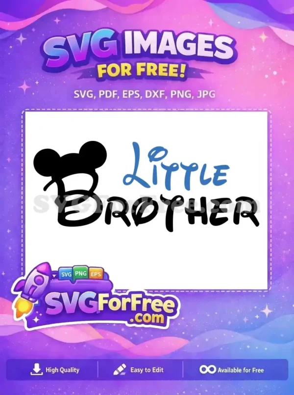 Free Mickey Ears Blue Little Free Black Brother Wordart Disney Free SVG
