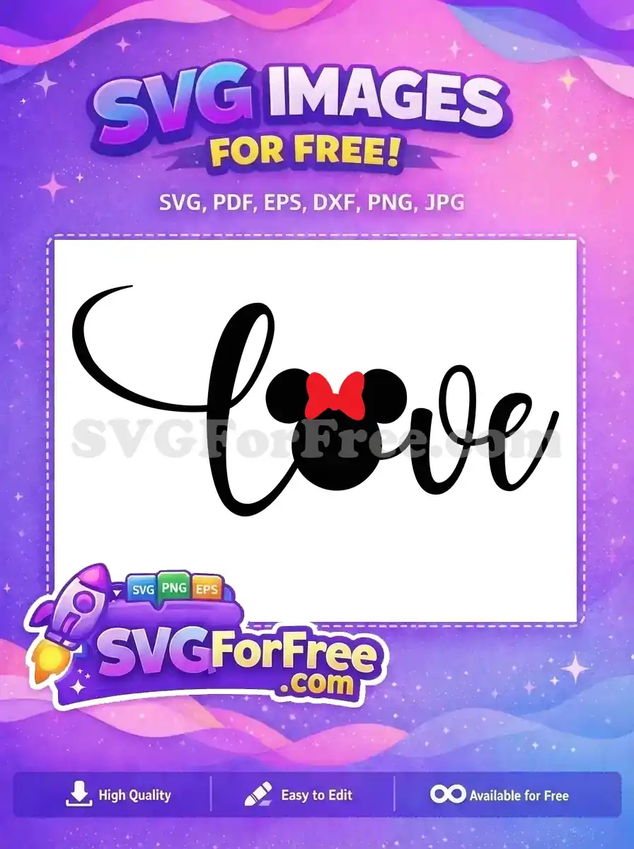 Free Minnie Mouse Silhouette Free Red Bow Love Font Disney Free SVG