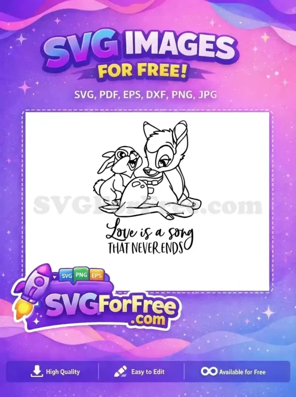 Free Happy Thumper Sweet Bambi Free Love Quote Disney Free SVG