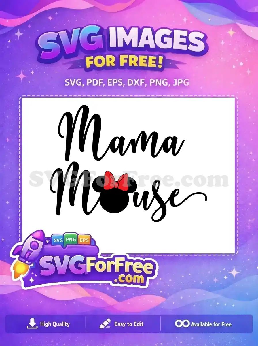 Free Black Script Mama Free Red Bow Minnie Disney Mouse Free SVG