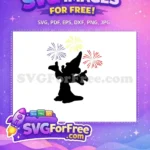 Free Sorcerer Mickey Silhouette Free Vibrant Fireworks Fantasia Disney Free SVG - Instant Download