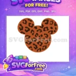 Free Orange Brown Leopard Print Free Mickey Head Disney Classic Free SVG - Instant Download
