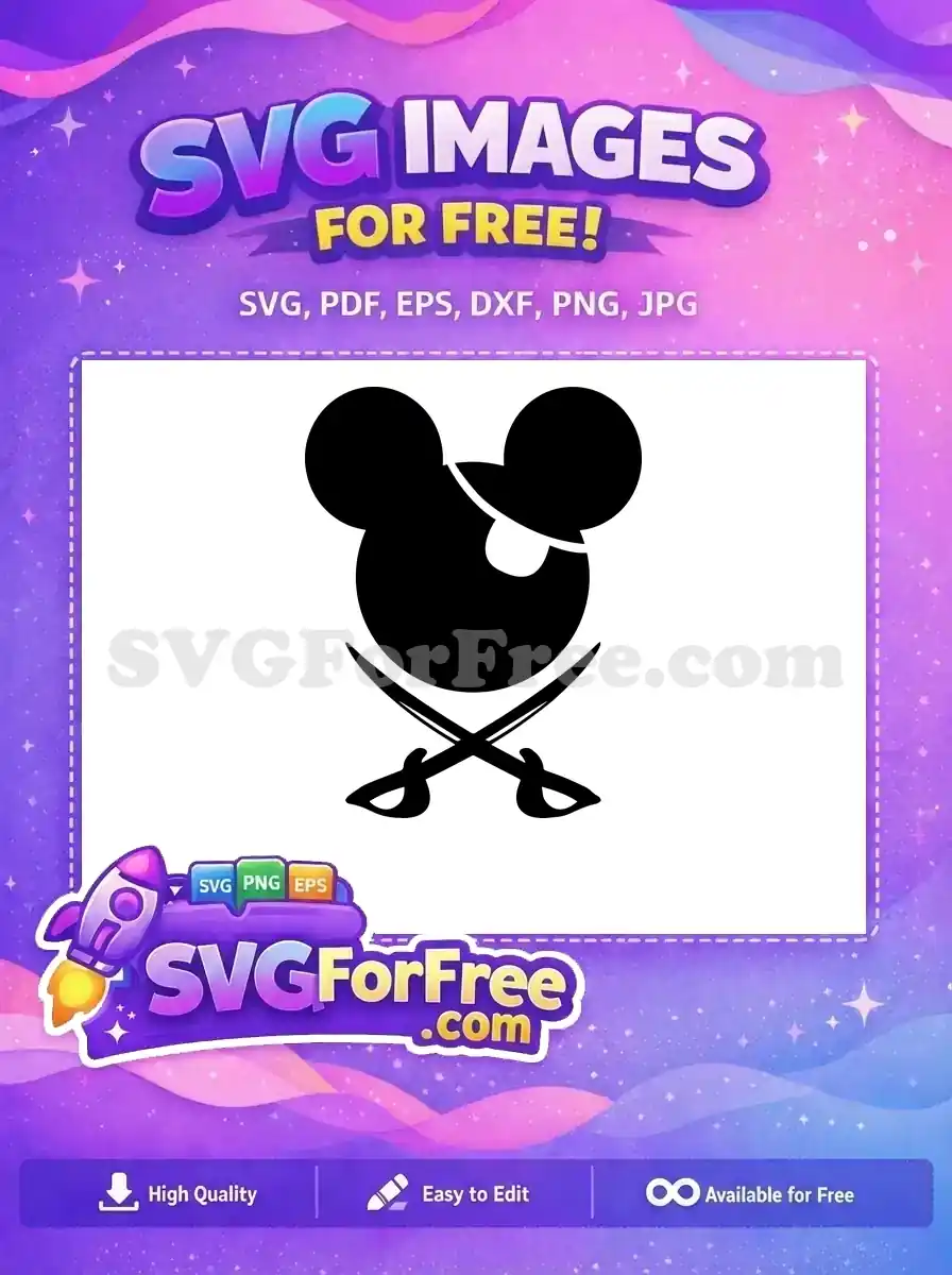 Free Pirate Mickey Mouse Eye Patch Free Crossed Swords Disney Free SVG