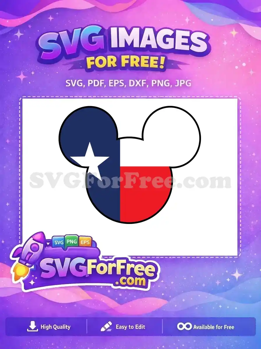 Free Blue Star Texas Free Red White Mickey Head Disney Free SVG