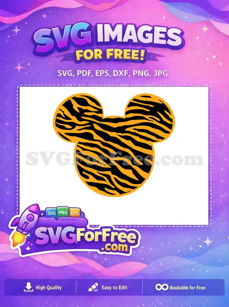 Free Orange Tiger Stripe Free Mickey Mouse Head Disney Free SVG