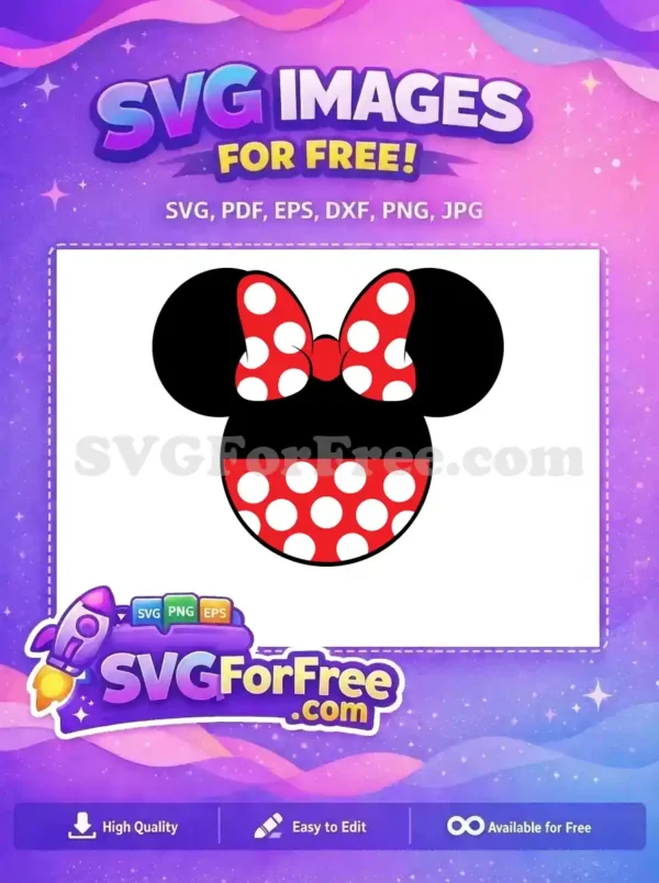Free Red Polka Dot Bow Free Minnie Mouse Silhouette Disney Free SVG