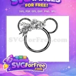Free Floral Mickey Ears Outline Free Botanical Disney Free SVG - Instant Download