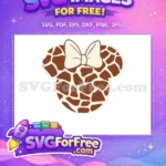 Free Brown Cream Giraffe Print Free Minnie Ears Bow Disney Free SVG - Instant Download