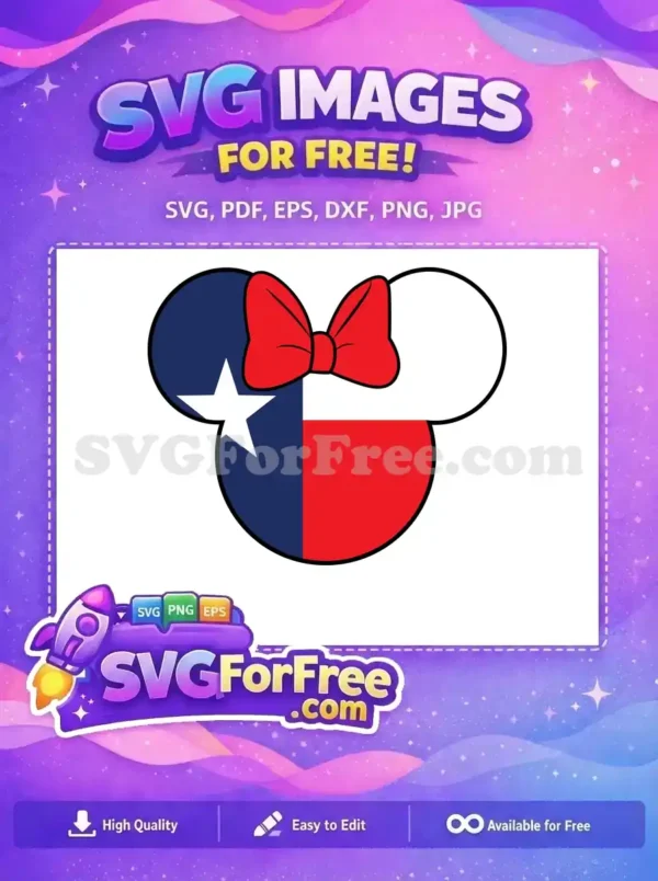Free Texas Flag Minnie Free Red Bow Disney Free SVG