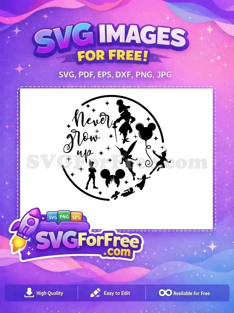 Free Peter-Pan Free Tinkerbell Hook Disney Never-Grow-Up Free SVG