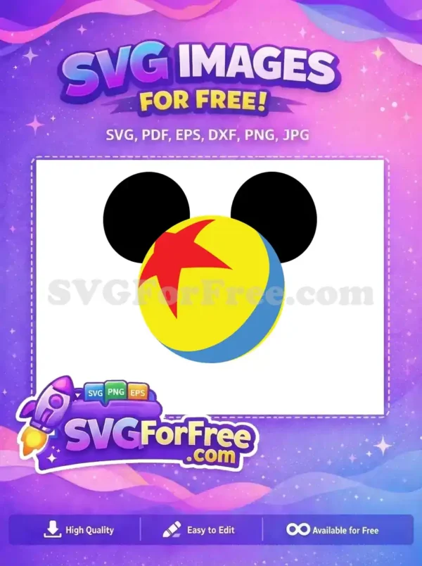 Free Mickey Free Pixar Ball Red Star Toy Story Disney Free SVG