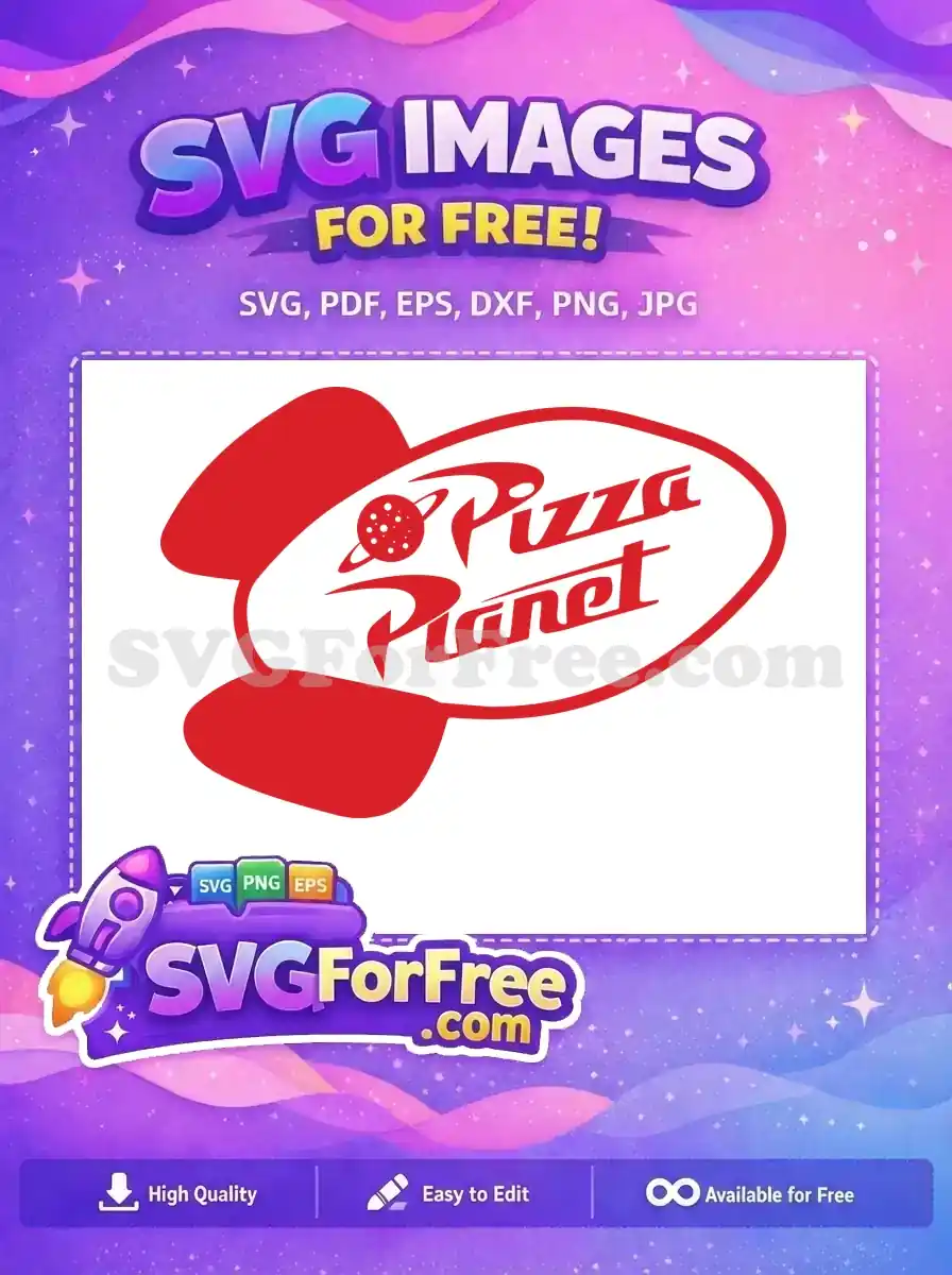 Free Red Pizza Planet Free Rocket Ship Logo Toy Story Disney Free SVG