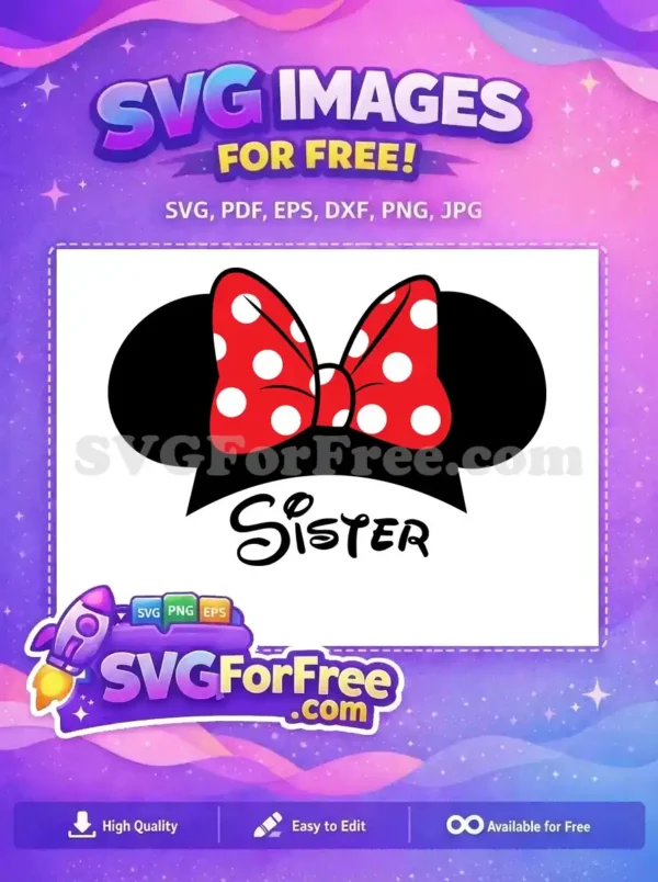 Free Polka Dot Bow Sister Free Minnie Mouse Free SVG