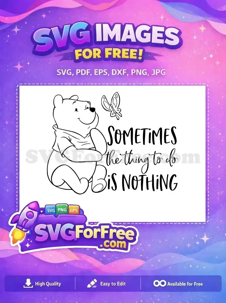 Free Smiling Winnie Free Butterfly Disney Sometimes Free SVG