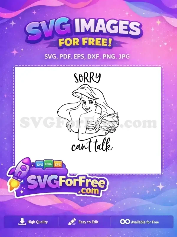 Free Smiling Ariel Free Seashell Disney Little Mermaid Free SVG