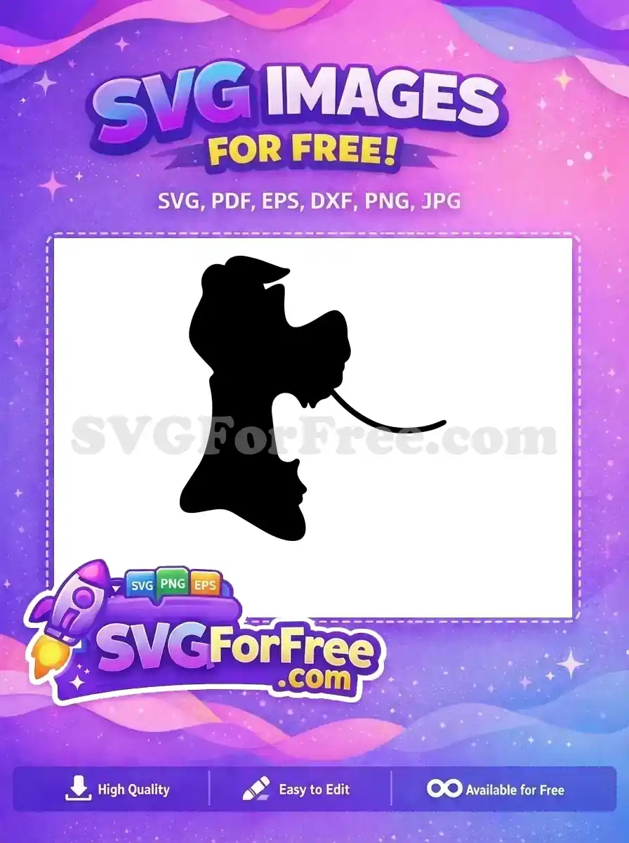 Free Goofy Silhouette Free Tongue Out Expressive Disney Cartoon Character Free SVG