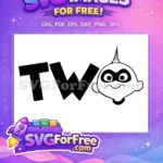 Free Black TWO Text Free Jack-Jack Mischievous Disney Incredibles Free SVG - Instant Download