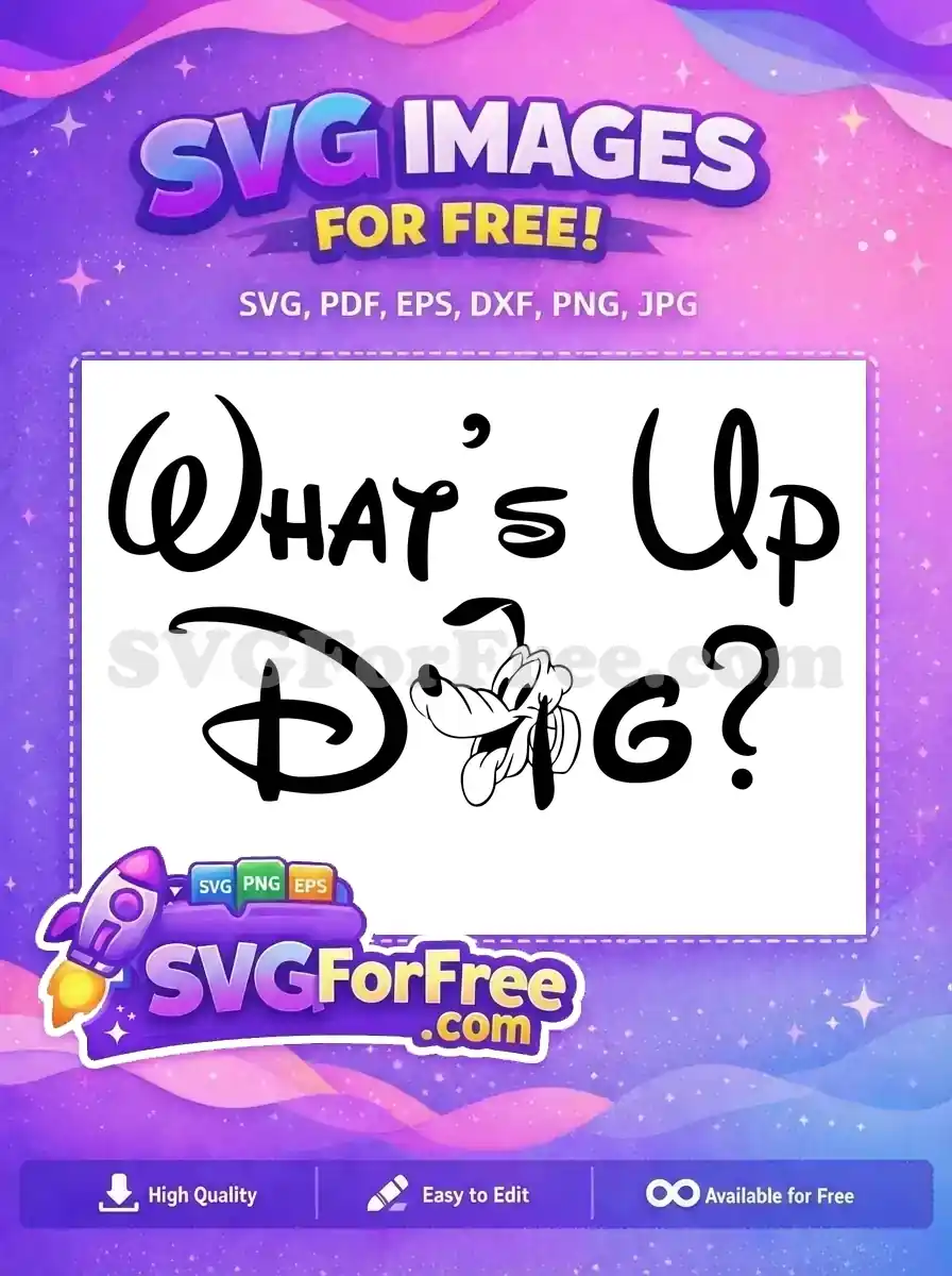 Free Happy Pluto Free Black Whats Up Dog Disney Free SVG