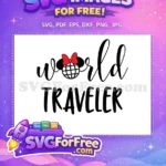 Free Minnie Mouse Red Bow Free World Traveler Globe Disney Free SVG - Instant Download