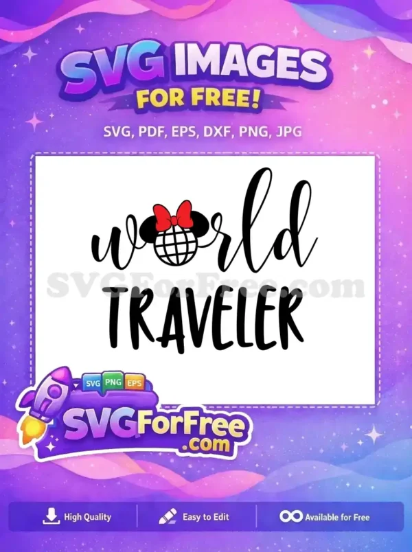 Free Minnie Mouse Red Bow Free World Traveler Globe Disney Free SVG
